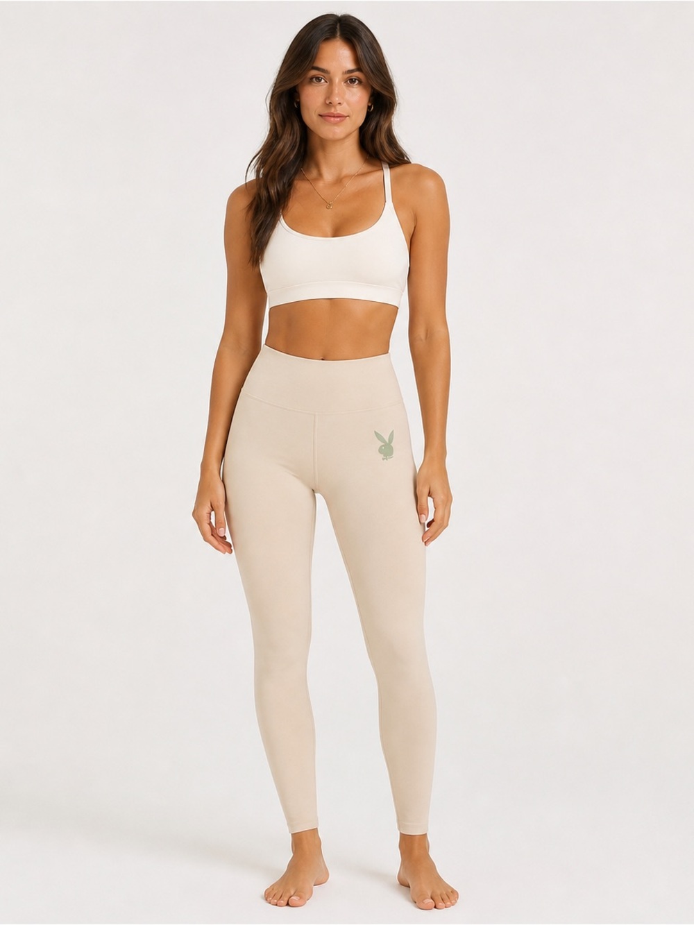 Missguided Playboy Cream High-Waist Leggings